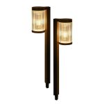 Pack duo 2x Interlight Piquet Lumière Solar Garden Lanterne Noir 1W 40lm - 830 Blanc Chaud | incl. Batterie